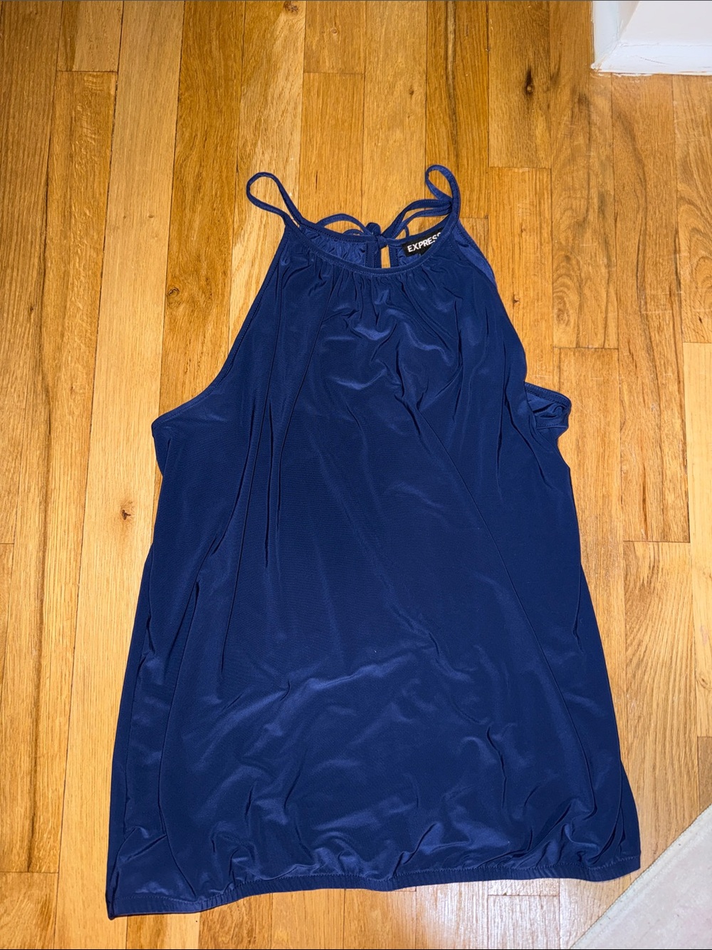 Express Navy Halter Camisole with Back Tie Detail